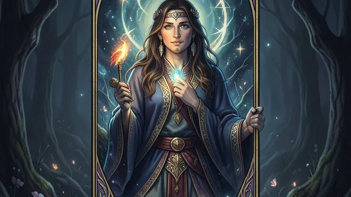 Расклад на весеннее равноденствие: рука с картой Таро над проростком в земле, символ сезонного гадания и роста