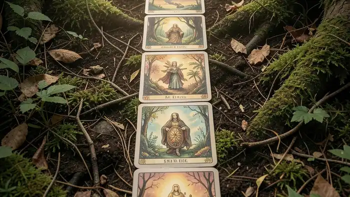 расклад на заземление изображение с картами на земле