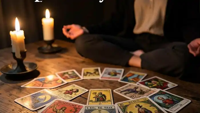 расклад не работает почему — изображение расклада Таро с свечой и медитирующим человеком