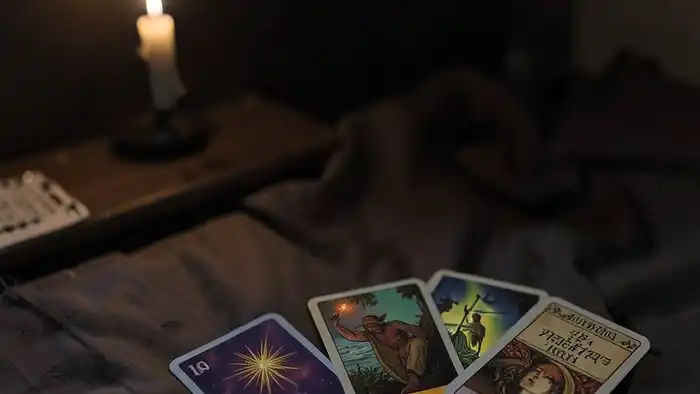 расклад перед сном — три карты Таро, свеча и дневник для саморефлексии