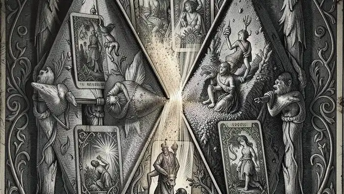 Расклад Песочные Часы Таро — схема позиций с семью картами в форме песочных часов