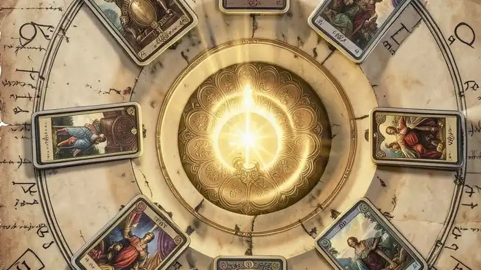 расклад спираль Таро схема с девятью картами и центральной позицией