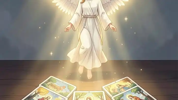 Расклад Таро «ангел‑хранитель» на усталость – изображение ангела и карт