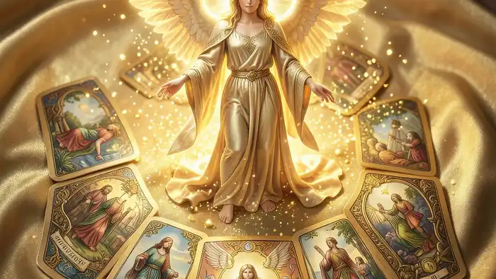 расклад Таро ангел-хранитель на золото – золотой свет и карты