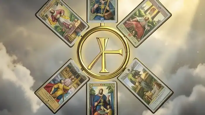 Расклад Таро "Анкх" на крестного — схема из семи карт в форме живущего креста