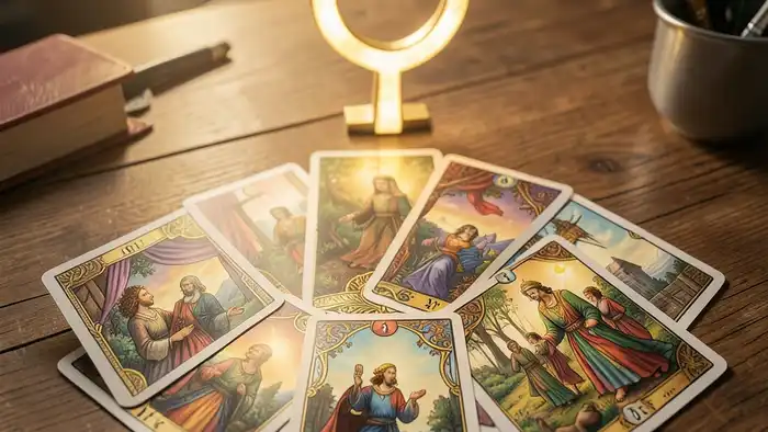 Расклад Таро «анкх» на перспективы на работе – карта с символом анкх на столе