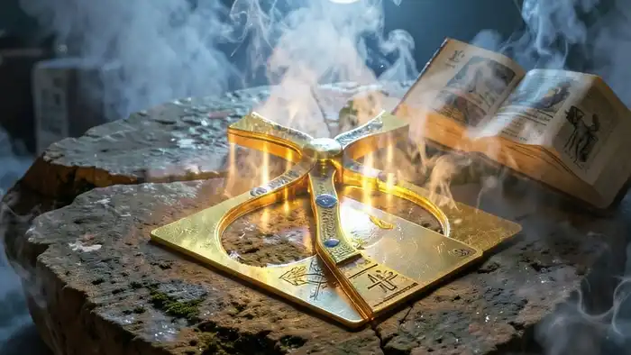 Расклад Таро "анкх" на штраф — символический рисунок с картами и древним символом жизни