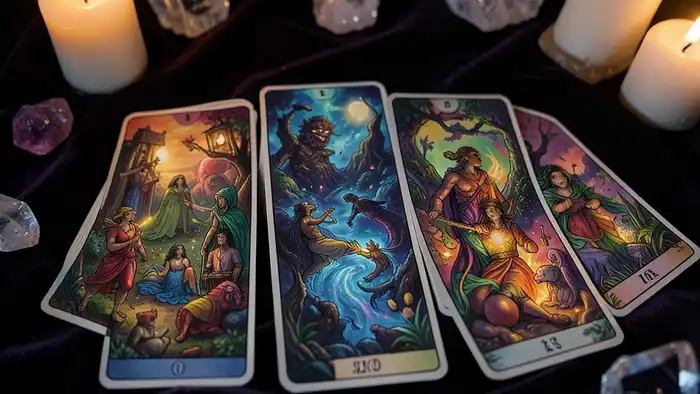 расклад Таро "бабочка" на наставника с шестью картами, выложенными в форме бабочки