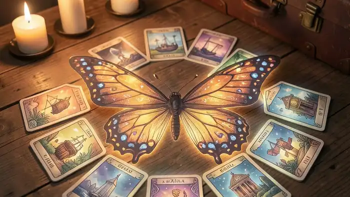 Расклад Таро «бабочка» на поездку – визуальная иллюстрация