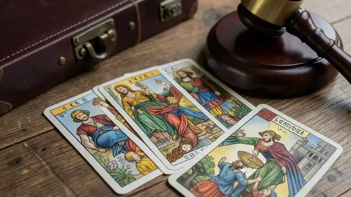 Расклад Таро «чаша» на адвоката – карта Чаша рядом с юридическими атрибутами