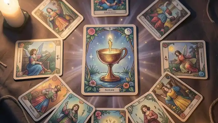 Расклад Таро чаша на тайного поклонника – визуальное изображение