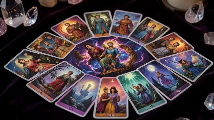Расклад Таро "часы" на материальное положение — схема из 12 позиций с картами Таро, отражающими финансовые паттерны