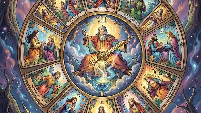 Расклад Таро «часы» на отношения с отцом – изображение расклада в виде часов