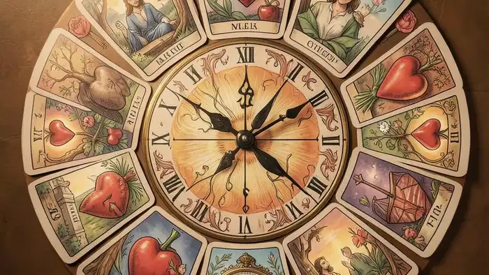 расклад Таро «часы» на сердце здоровье – визуальная схема