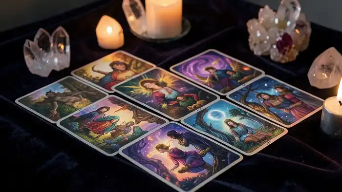 Расклад Таро "четыре стихии" на переговоры — символы огня, воды, воздуха и земли в виде карт Таро