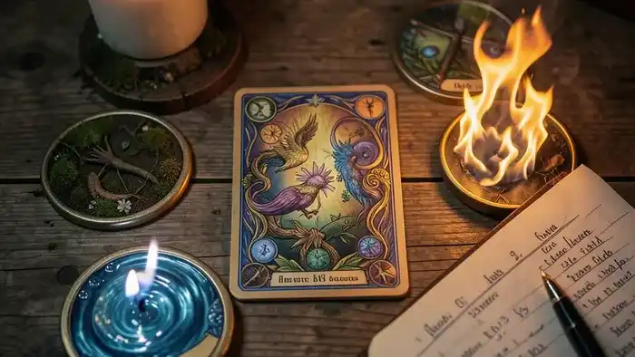 Расклад Таро «четыре стихии» на подработку, символы стихий и карта
