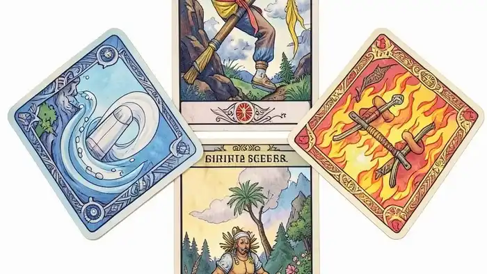 Расклад Таро "четыре стихии" на призвание: схема карт по элементам Земля, Вода, Воздух, Огонь