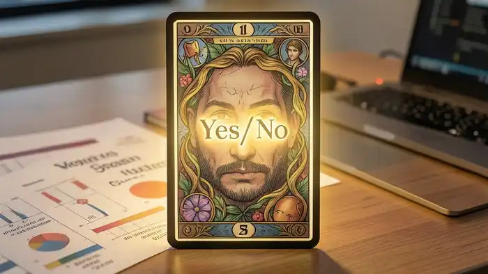 Расклад Таро «да или нет одна карта» – изображение карты на рабочем столе с маркетинговыми элементами