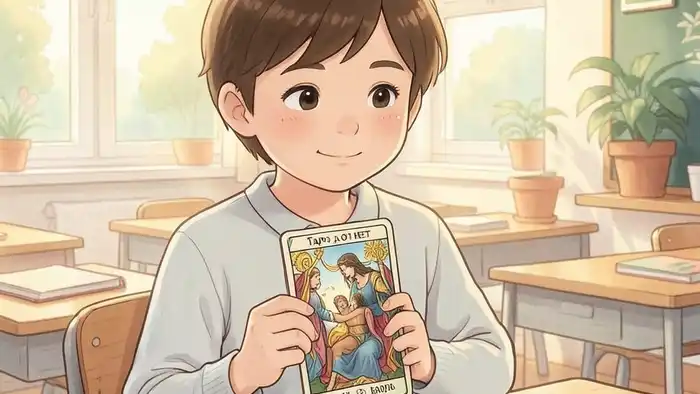 Расклад Таро «да или нет одна карта» на школу ребенка – карта в руках ребёнка в светлой классе