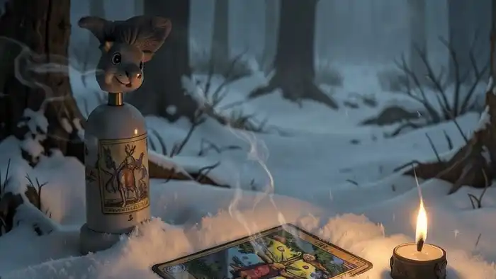 Расклад Таро "да или нет одна карта" на зиму — карта в снегу, символ тишины и внутреннего поиска