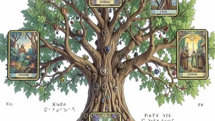 Расклад Таро "дерево жизни" на любовь — схема позиций с картами Таро и символами сефирот