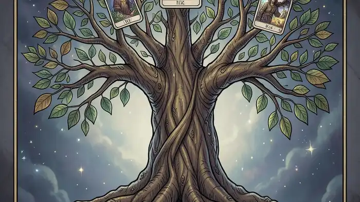 Расклад Таро дерево жизни на резюме иллюстрация