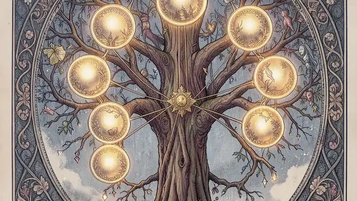 Расклад Таро "дерево жизни" на шанс — схема из десяти Сефирот с арканами Таро