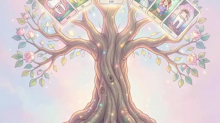 расклад Таро дерево жизни на зубы иллюстрация