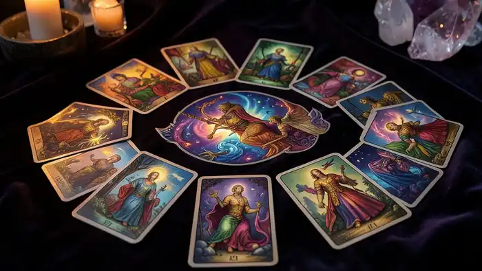 Расклад Таро "домино" на конфликт с другом — схема из семи карт, показывающая цепочку эмоциональных реакций