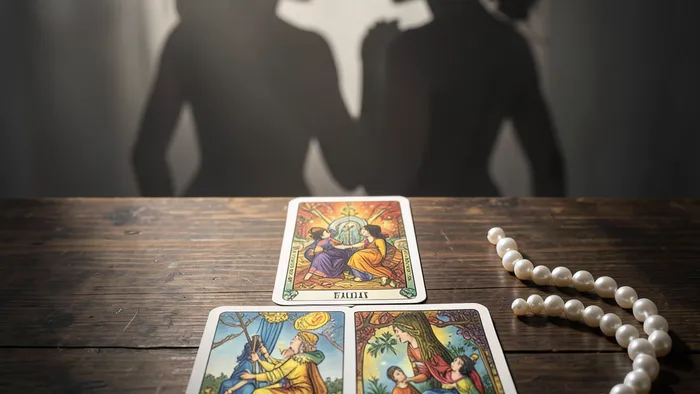 Расклад Таро Домино на отношения с матерью — схема из семи карт на столе, символизирующая анализ связи между матерью и ребёнком.