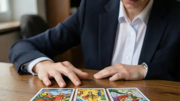 Расклад Таро домино на работу – карта в линии, человек в деловом стиле