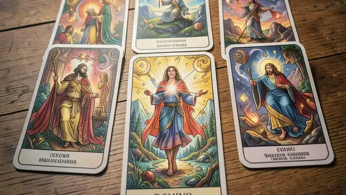 Расклад Таро «домино» на таланты — визуальная схема с семью картами