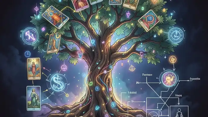 Расклад Таро Древо Сефирот на успех проекта – визуальная карта