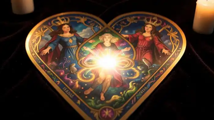 Расклад Таро «два сердца» на неожиданность – визуальная схема