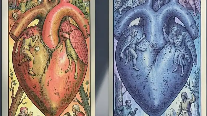 Расклад Таро "два сердца" на тайные мысли мужчины — схема из 12 карт с симметричным расположением