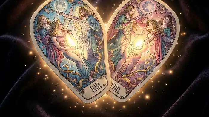 Расклад Таро «два сердца» на трансформацию – визуальное изображение