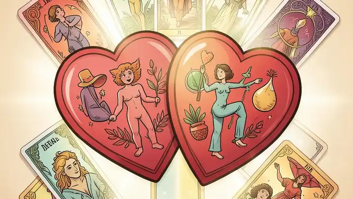расклад таро два сердца на здоровье иллюстрация