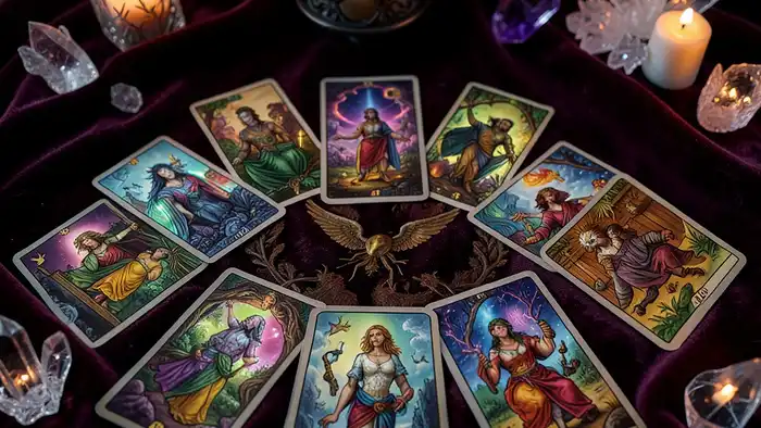 Расклад Таро "елочка" на акции с семью картами в форме треугольника — схема интерпретации для инвесторов