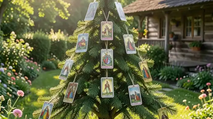 Расклад Таро «елочка» на дачу – визуальная схема с картами на ветке