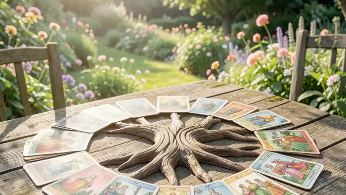 Расклад Таро «елочка» на дачу – изображение расклада в саду