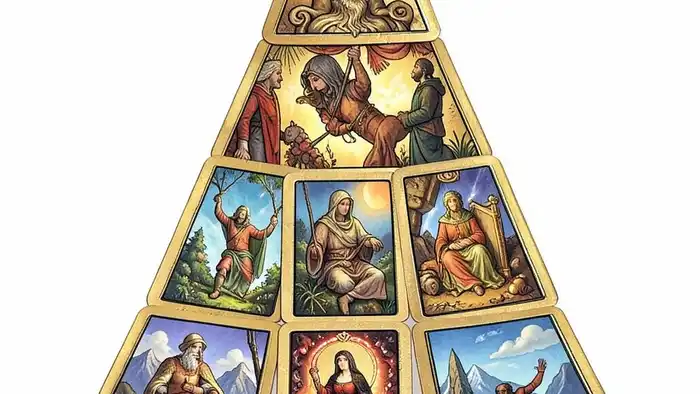 расклад Таро "елочка" на тревожность — схема из семи карт с позициями и значениями