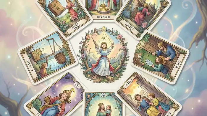 Расклад Таро гексаграмма на алименты деньги – изображение расклада