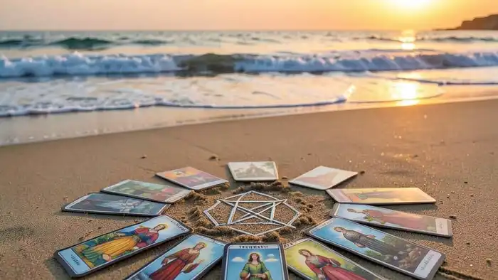 Расклад Таро «гексаграмма» на отдых на море – карта звёздного узора на пляже