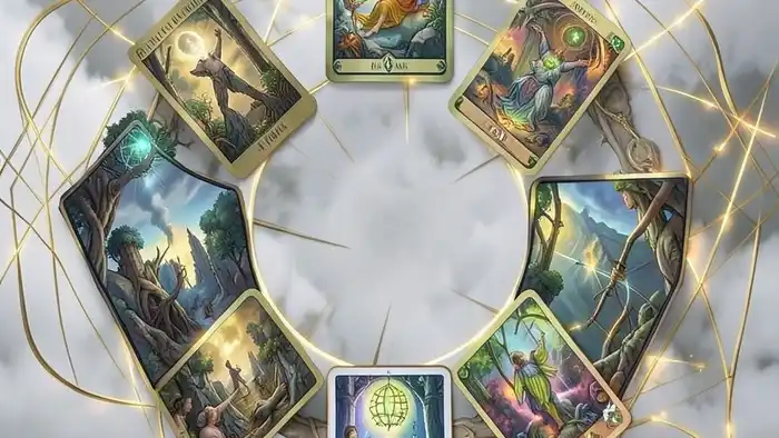 Расклад Таро "гексаграмма" на отношения — схема из шести позиций с картами, показывающая энергетические слои связи между двумя людьми