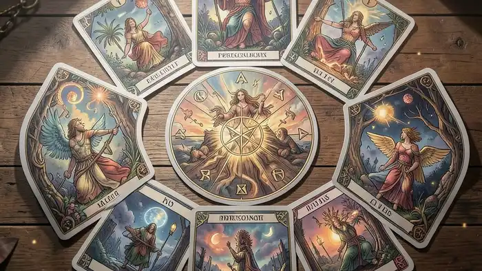 Расклад Таро гексаграмма на профессиональное выгорание – визуальное изображение