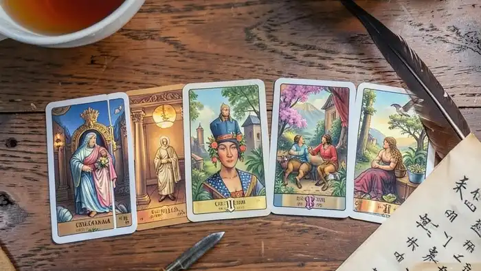 Расклад Таро "гексаграмма" на расширение бизнеса с шестью картами и символами И-Цзин