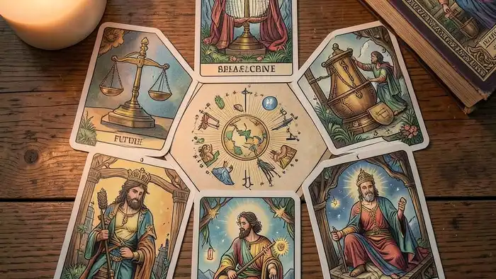 Расклад Таро гексаграмма на разделение имущества – визуальная схема с шестью картами