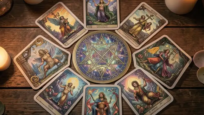 Расклад Таро гексаграмма на знакомство, шестиугольник с картами