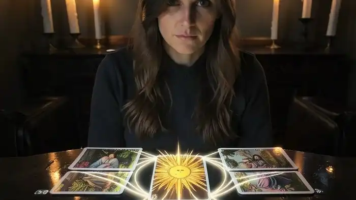 расклад Таро годовой на 12 месяцев на первое свидание с 12 картами, каждая соответствует месяцу, с символическими элементами времени и эмоций