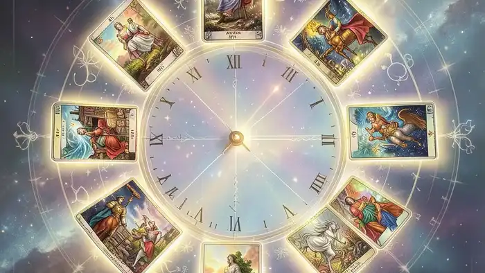 Расклад Таро "годовой на 12 месяцев" — схема позиций по месяцам с астрологическими символами